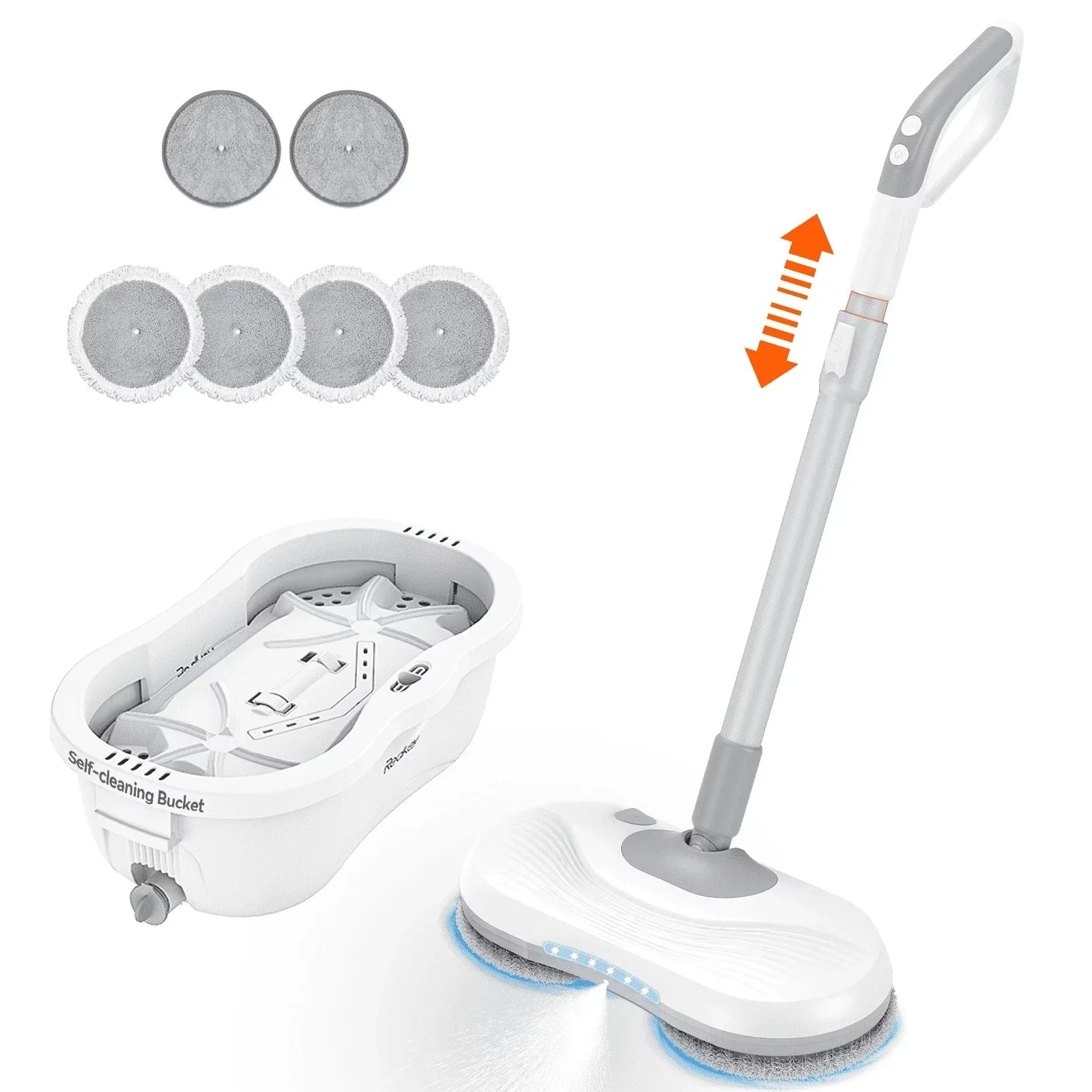 M1 Steam Mop with Self Cleaning Bucket, 60Min Runtime Cordless Electric Spin Mop