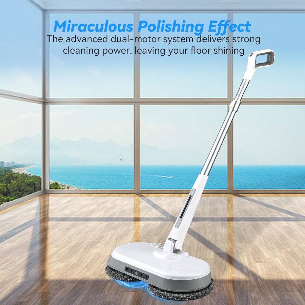 Electric Spin Mop Rechargeable Floor Cleaner LED Lights Water Spray Mop