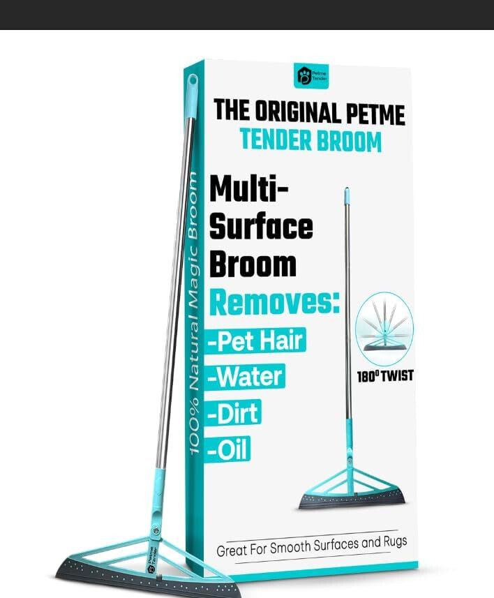 Magic Broom Squeegee Dog Pet Hair Remover, Rotatable, - Silicone All Surfaces